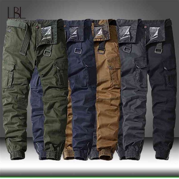 

men casual cotton cargo pants elastic outdoor hiking trekking tactical sweatpants male military multi-pocket combat trousers 210715, Black