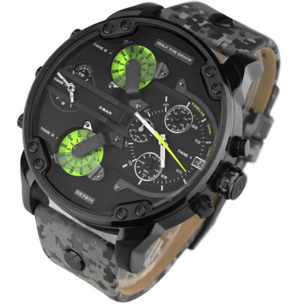 

luxury wristwatch montre luxe military clock stainless steel leather strap 53mm big dial watches men's sport quartz watch casual classi, Slivery;brown