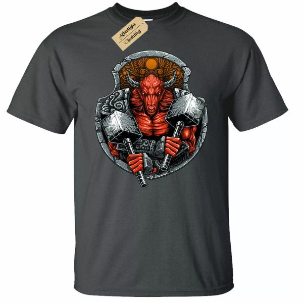 

minotaur shirt man warrior hammer barbarian fighter d&d gift, White;black