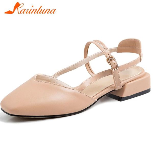 

round toe solid ladies casual leisure handmade sandals back strap low heels women shoes, Black