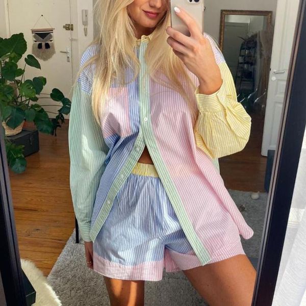 

women's shorts summer casual striped stitching high waist, White;black