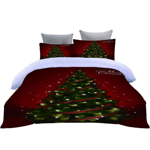

bedding sets christmas tree duvet quilt cover happy gift 3d bed three-piece set snowman and pillowcases 2021
