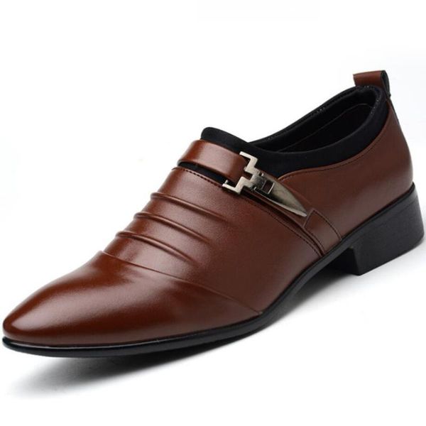 British Men's Slip On Split Leather Point Men Men Dress Shoes Business Wedding Oxfords Formal for Male Tamanho 38-48