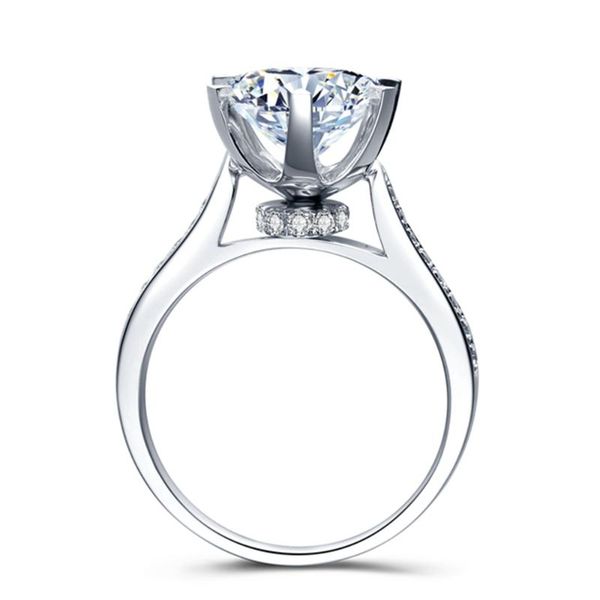 

cluster rings 5.0ct 11mm round cut moissanite engagement ring wedding 6 prong d color vvs1 14k white gold fine jewelry, Golden;silver