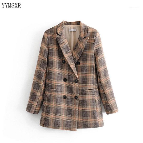 

women's suits & blazers casual retro plaid jacket fashion coat 2021 loose ladies blazer elegant mid-length, White;black