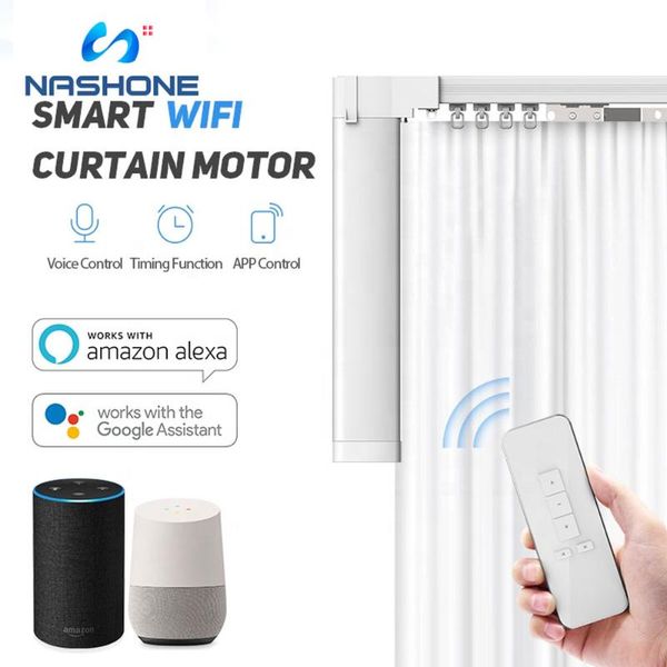 

smart home control nashone curtain motor wifi wireless remote tuya app automation system works with alexa google