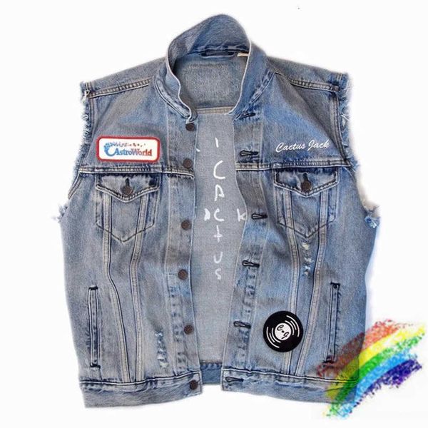 

men's jackets no sleeves travis scott cactus jack denim female 1:1 astroworld vest ny-fit cowboy jean jacket 2hql zpqr, Black;brown