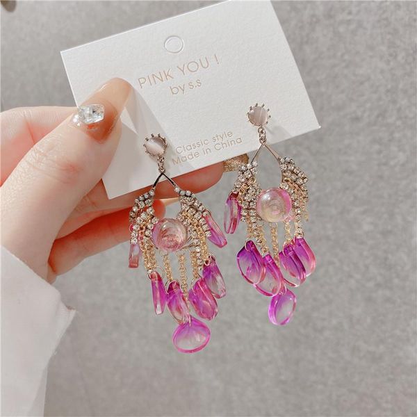 

dangle & chandelier fashion korea style crystal asymmetrical cross tassel earrings for women baroque vintage holiday jewelry gifts, Silver