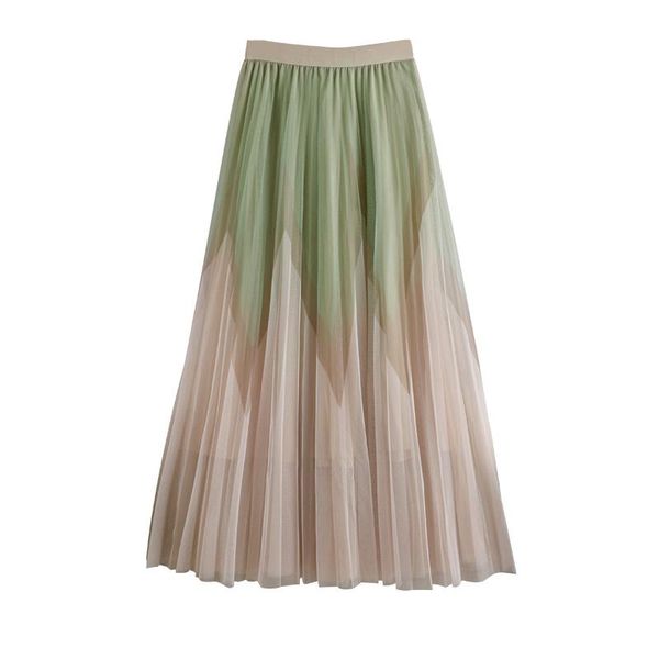 

women high waist yarn skirts 2021 colorful patchwork clothes mujer faldas fashion summer long elastic chiffon skirt w302, Black