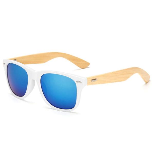 

ablibi womens mens bamboo wooden square sunglasses white pc uv protect eyewear in wood box, White;black