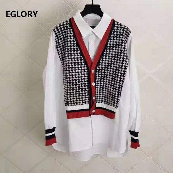 

coats spring autumn fashion shirts women turn-down collar geometric prints patchwork long sleeve casual ladies, Tan;black