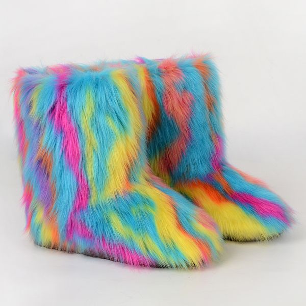 

winter boots, artificial psh, fur middle tube, fox like snow boots, Black