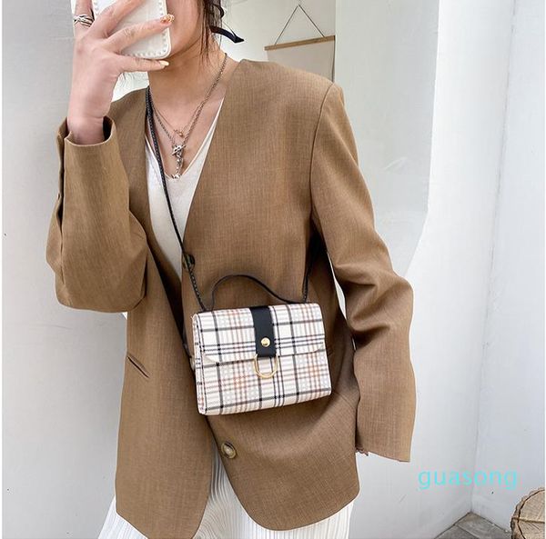 

urban trend plaid small square bag fashion color handbag single shoulder bag