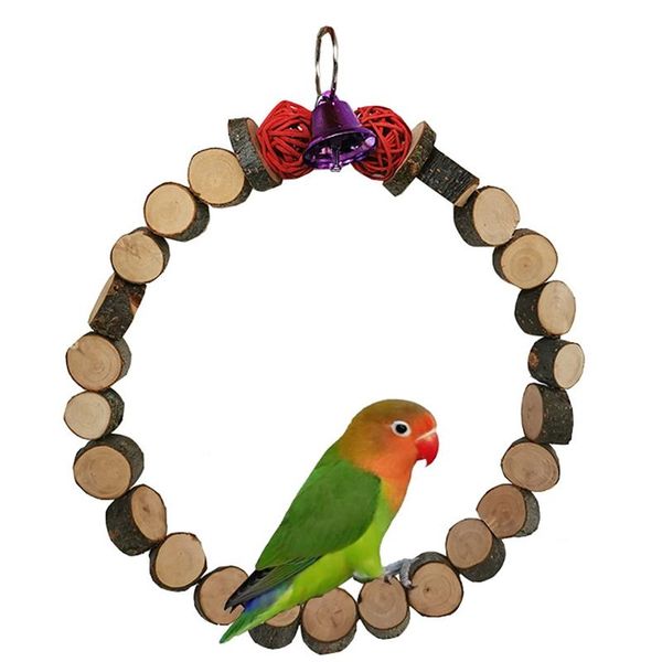 

other bird supplies natural wooden parrot swing toy round decorative cage stand perch with bell for