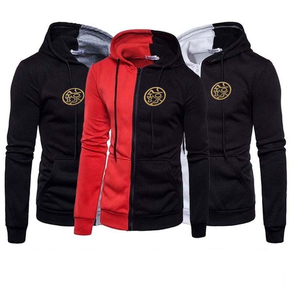 

men's hoodie spring and autumn personality long-sleeved casual sports zipper plus size colorblocking jogger sweater s-5xl, Black