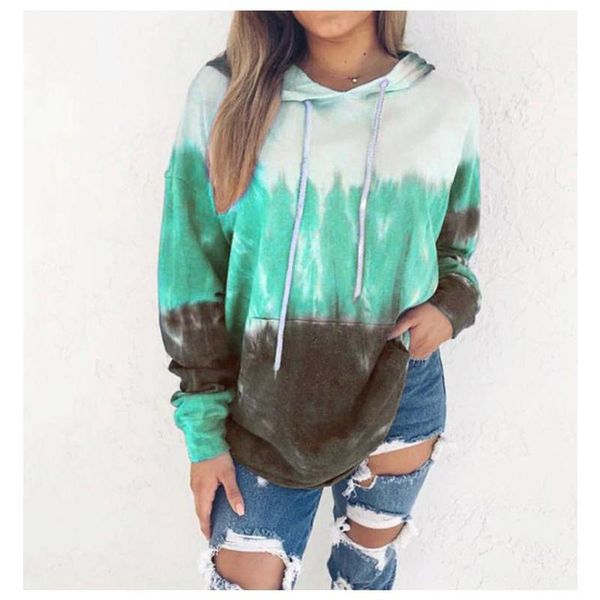 

women's hoodies & sweatshirts womens spring fall casual loose long sleeve soft gradient printing with pockets tie up drawstring, Black