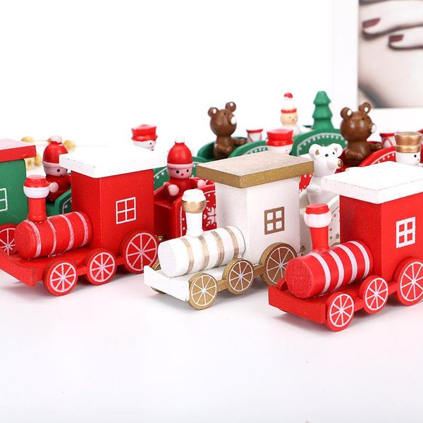 

christmas wooden train children christmas day gifts green white red christmas wood train snowflake painted xmas decor ornament
