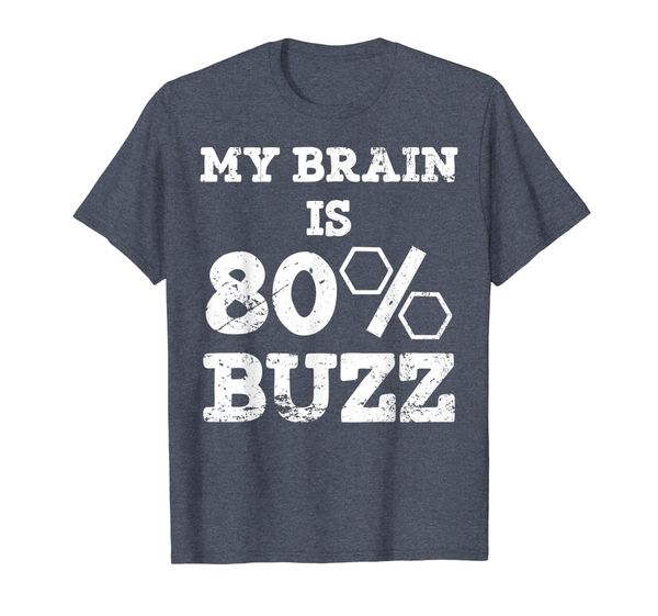 

my brain is 80% buzz funny beekeeper t shirt, White;black