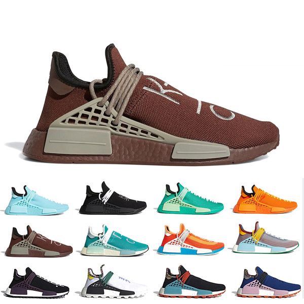 

2022 pharrell williams pw nmd human running shoes race hu size 36-45 chocolate womens sport shoes extra eye orange white yellow black traine