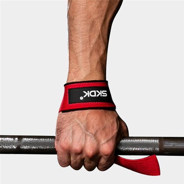 

1pair weightlifting hand belt anti-slip sport fitness wrist wraps straps gym support lifting grip bodybuilding, Black;red