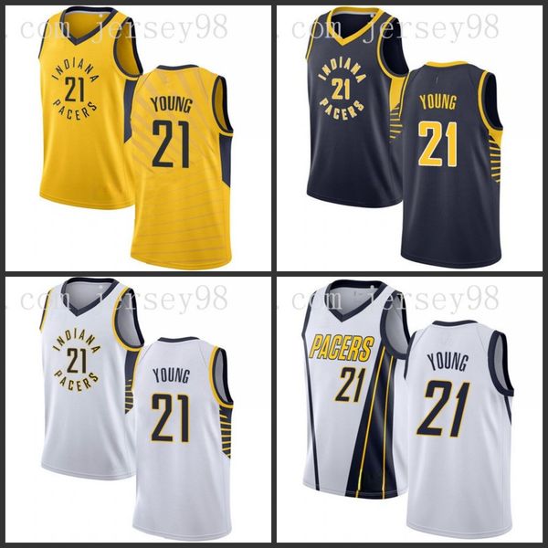 

indiana pacers men #21 thaddeus young retro basketball jersey, Black