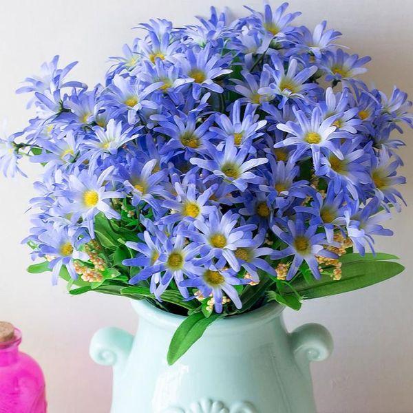 

flowers home decoration 1 bunch 18 head daisy fake artificial flower wedding bouquet flores gift box decorative & wreaths