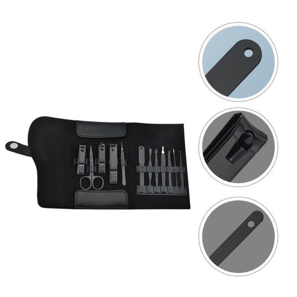 

nail art kits 1set multifunction ear pick scissor creative file clipper kit black
