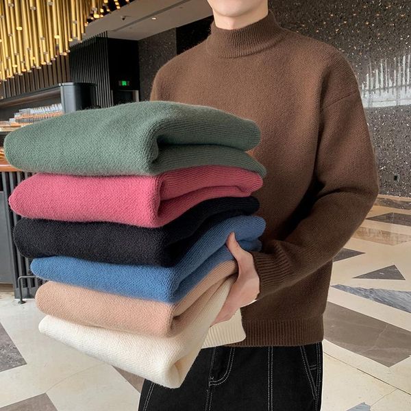 

men's sweaters winter turtleneck men sweater long sleeve loose thick mens pullover fashion keep warm pull homme 2021, White;black