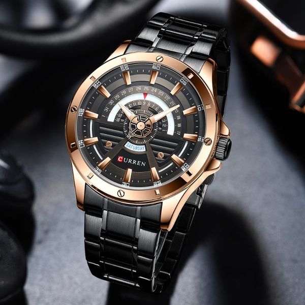 

wristwatches curren fashion casual style watch men`s wristwatch bussiness big dial for men luminous hands stainless steel alloy, Slivery;brown