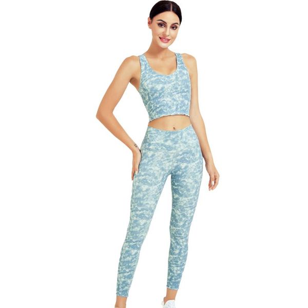 

yoga outfit ruffle tie dye suit for fitness sportswear women gym clothing workout leggings set training sport active wear