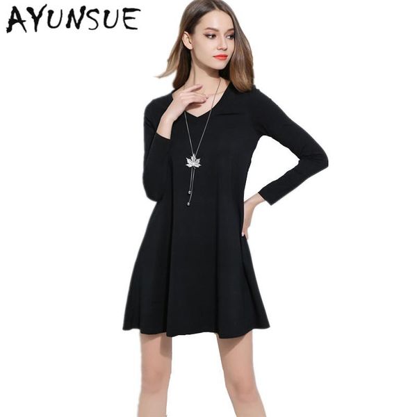 

casual dresses mini high elasticity v-neck womens large sizes 2021 black cotton dress female summer women clothing fyy376, Black;gray