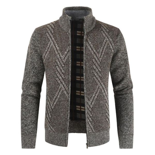 

men's sweaters 2021 autumn winter mens sweater casual stand collar thick cardigan men fashion warm coats, White;black