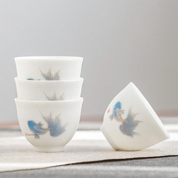 

cups & saucers blue whiteware fish tea cup ceramic teacup individual master