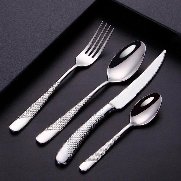 

dinnerware sets 18/10 stainless steel cutlery set modern gold silverware tableware mirror polished sharp knife fork spoon dinner flatware