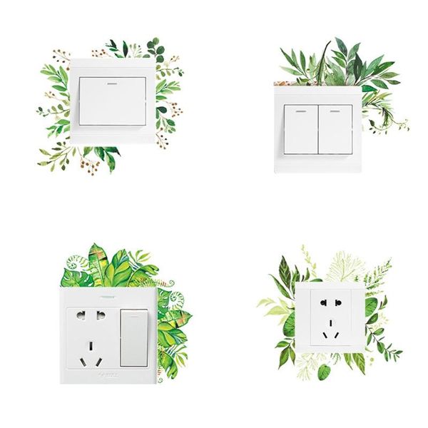 

wall stickers creative green leaf light switch for kids rooms diy home decoration pvc mural art paper