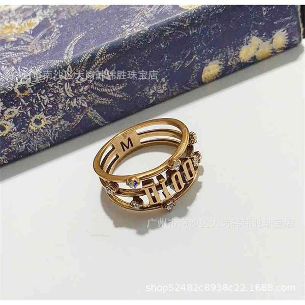 

70% off outlet online family's new letter diamond ring for women's fashion trend, Silver