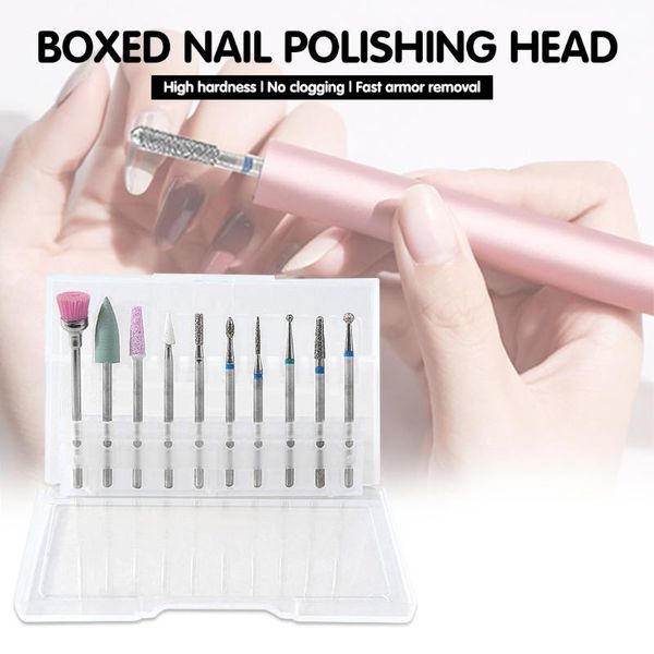 

nail art equipment 10pc carbide drill bit gel remove polishing polish tool, Silver