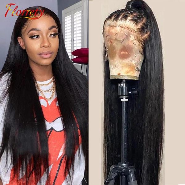 

florrety bone straight human hair wigs 13x4 lace front for women natural hairline with baby 100% remy, Black;brown