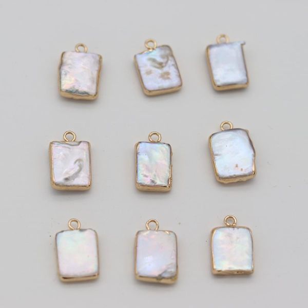 

charms natural rectangle white pearl pendant handmade crafts diy exquisite necklace bracelet earrings jewelry accessories gift making, Bronze;silver