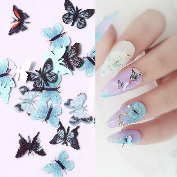 

pc butterfly shape nail glitter flakes sparkly 3d colorful simulation sequins spangles polish manicure nails art decoration decorations, Silver;gold