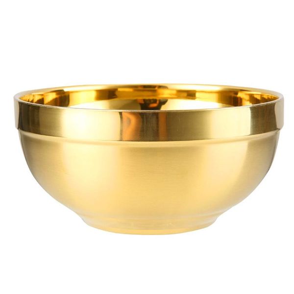 

bowls 304 stainless steel gold bowl thickened double layer heat insulation kitchen cooking tools