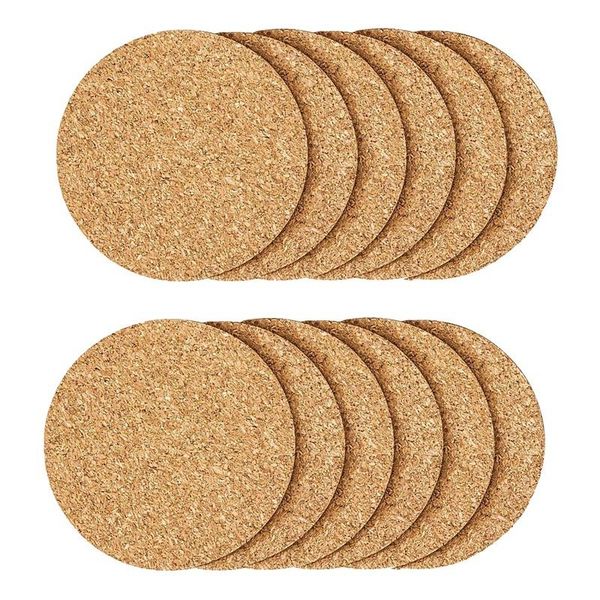 

mats & pads 12 pcs cork for drink , absorbent heat resistant reusable tea or coffee blank coasters crafts