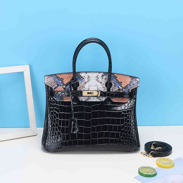 

crocodile pattern with snake pattern bag new large capacity leather women's one shoulder messenger bag