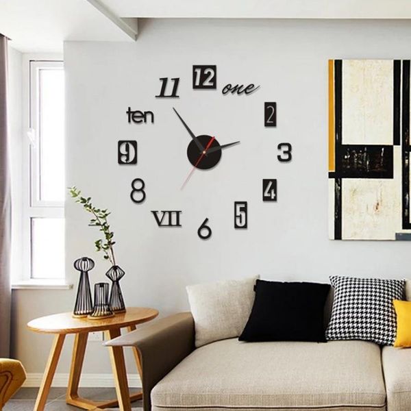 

wall clocks hooqict 3d clock modern design acrylic large sticker diy watch home decor on the aesthetic room