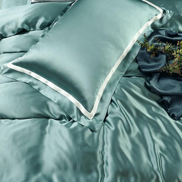 

bedding sets mansphil luxury 100% silk 25 mumi double flash set beauty pillowcase sheet duvet cover pure color four-piece