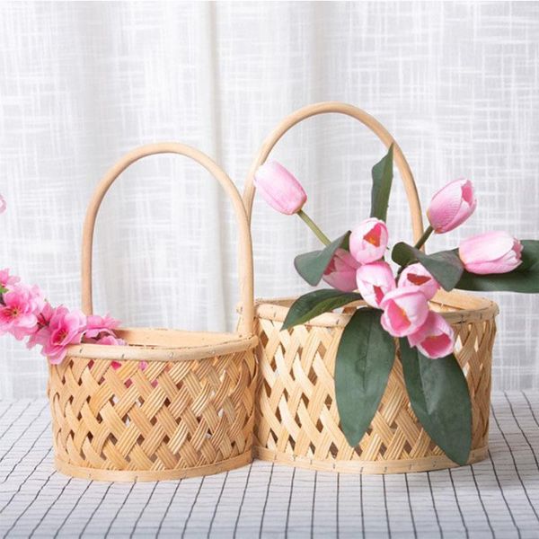 

party favor woven flower basket decor hand-held 1pc wedding gift