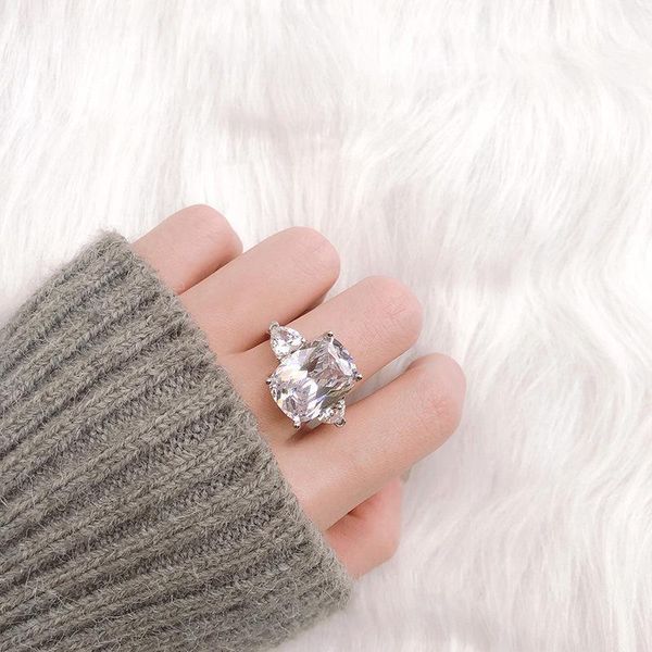 

cluster rings oval sterling slivercolor s925 white diamond women simulated anillos wedding jewelry gemstone fine z bizuteria, Golden;silver