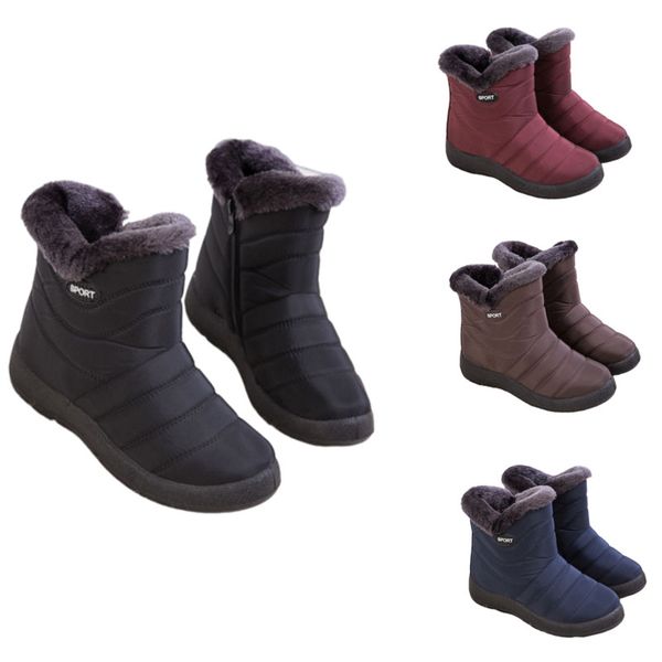

2021 winter women's warm snow boots / lazy fashion side zipper waterproof fabric comfortable and non slip eu35-eu43, Black