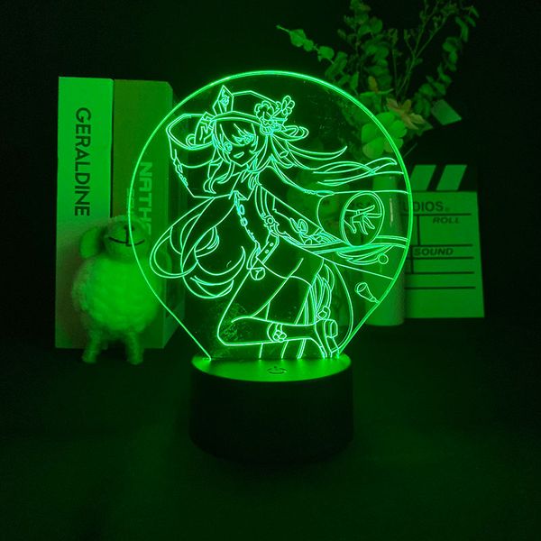 

night sensor light led 3d anime nightlight hu tao figure game lamp genshin impact app control bedroom decor gift for fans kids