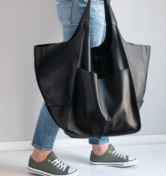 

totes european and american style 2021 simple bag soft leather large capacity one-shoulder portable tote handbag